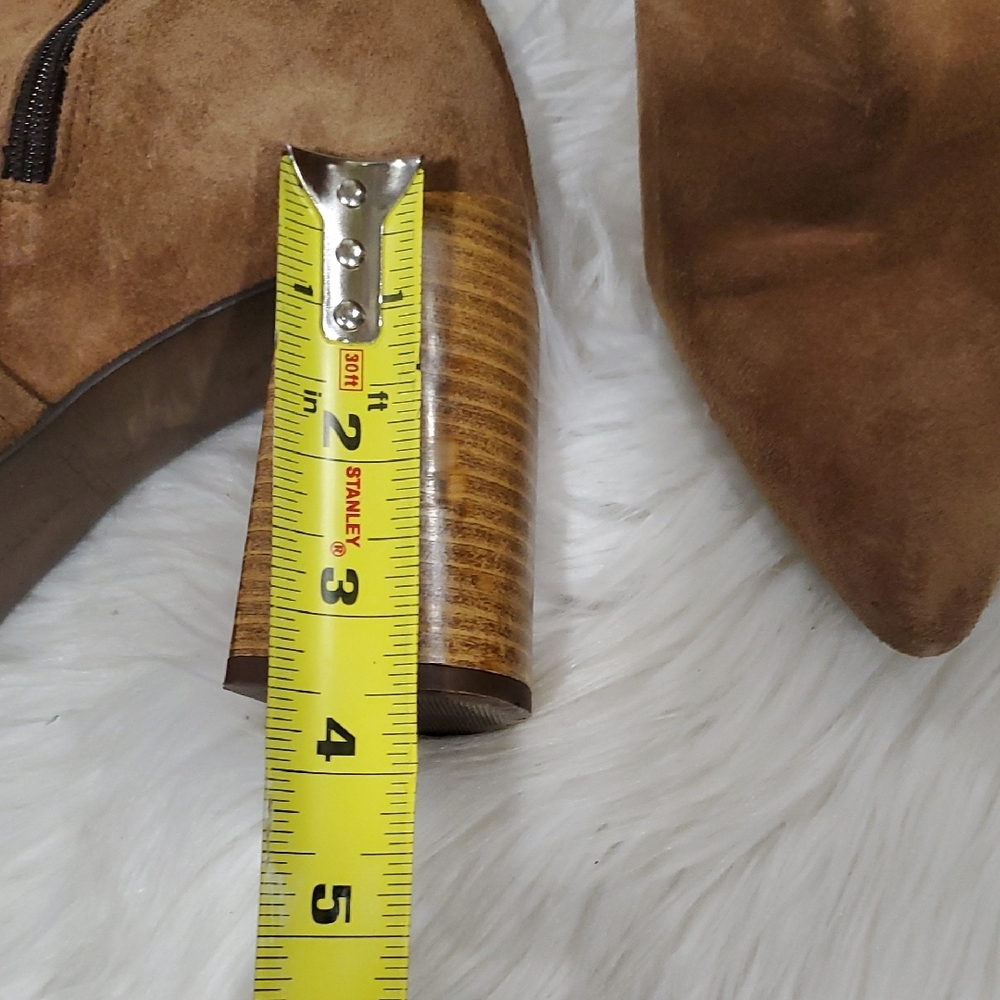 Pure Navy Chic Tan Suede Heeled Boots - Picture 7 of 15